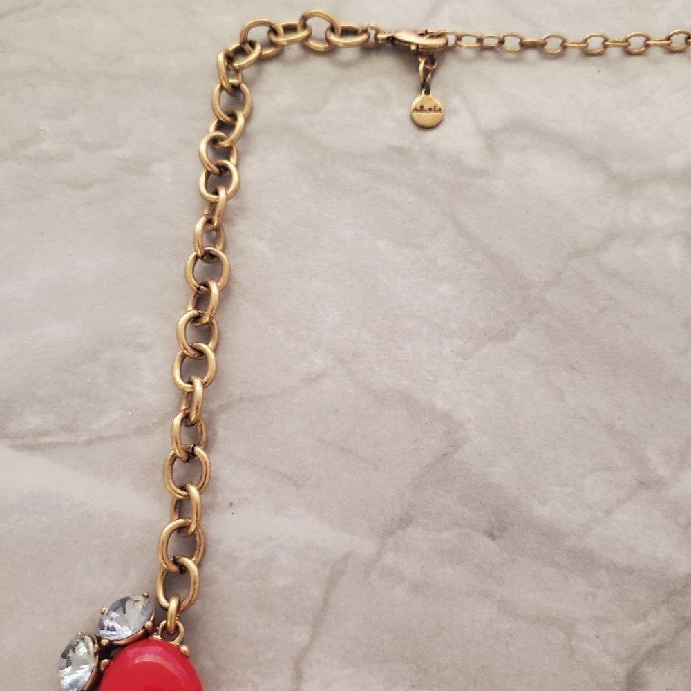 ✨ Stella & Dot Red Rhinestone Crystals Cluster antiqued distressed Statement ✨ - Picture 2 of 13